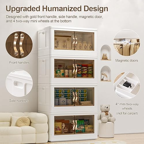 Miniatura 5 de Fangtueh Contenedores de almacenamiento de 78 cuartos de galón con tapas, contenedores de almacenamiento apilables con ruedas, contenedores de