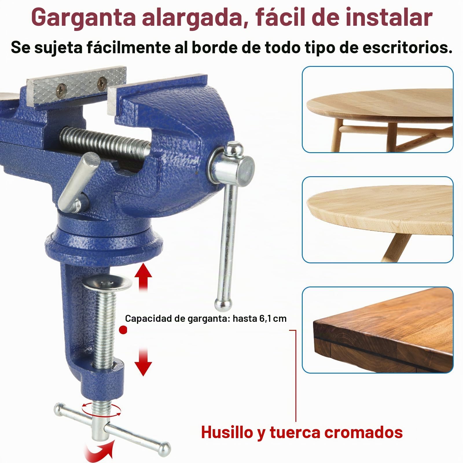 Tornillo de banco de 70 mm, pequeño, giratorio, con 4 almohadillas de goma y guantes, mini tornillo de banco para banco de trabajo, trabajos pequeños, arte, fabricación de joyas