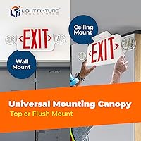 Vista 4 de LFI Lights - Señal de salida con luces de emergencia, LED rojo, blanco, 120/277VCA cableado, con batería de respaldo, doble cara opcional y flechas