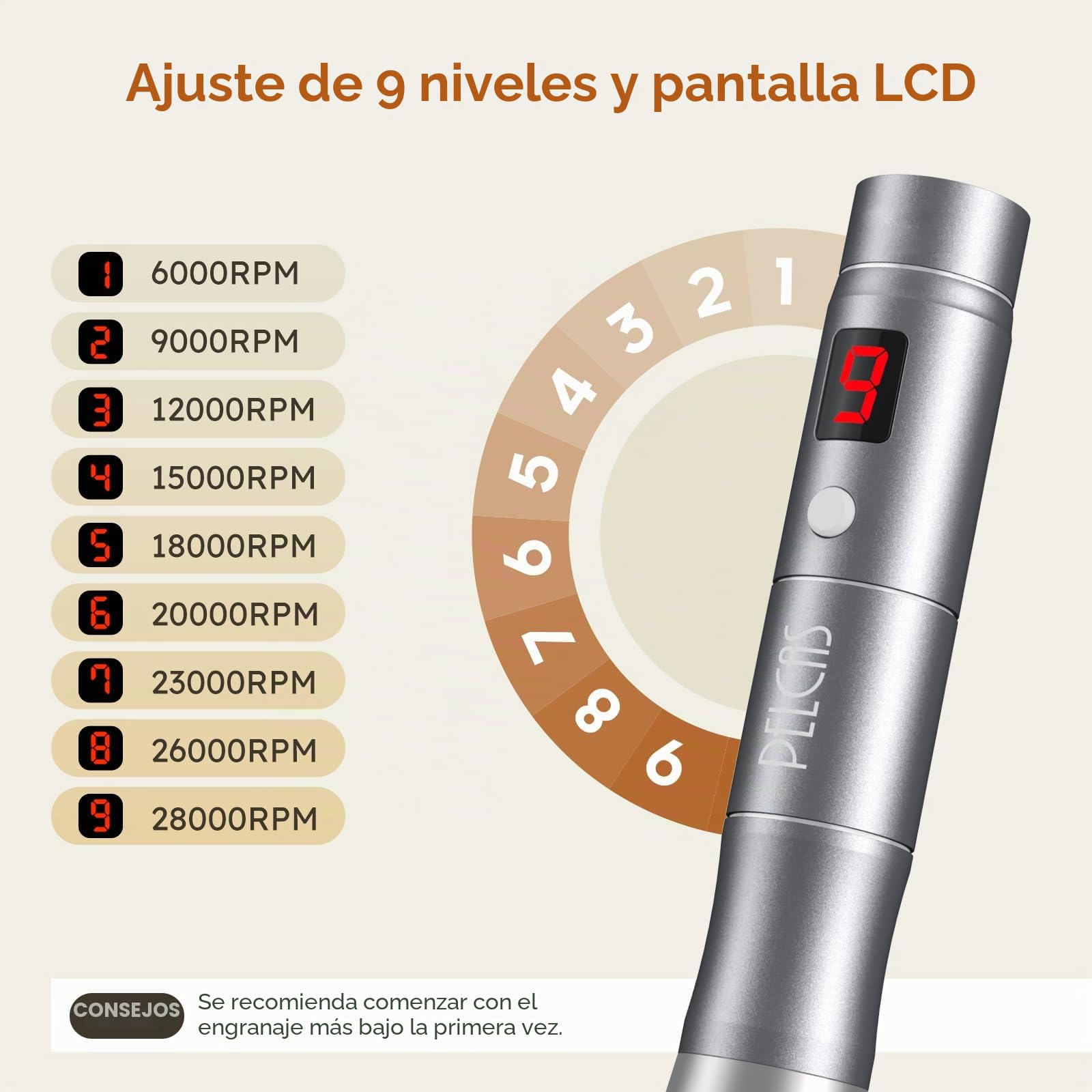 PELCAS 9 Velocidades Dermapen con Pantalla LCD Dermapen Profesional con 12 Cartuchos Derma Pen Recargable Tipo C para el Cuidado de la Piel-Negro