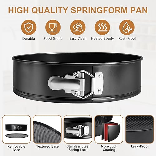 Miniatura 3 de WERTIOO Juego de 138 moldes para tartas de molde para hornear con kit de decoración de pasteles, juego de 3 moldes redondos antiadherentes (4, 7, 9