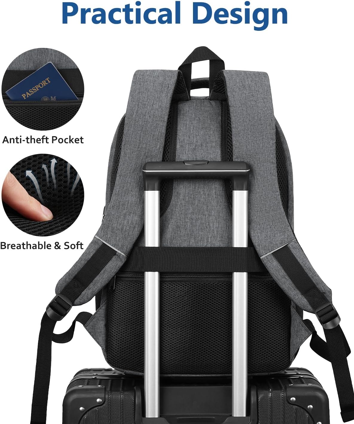 Laptop Backpack for Men,School Backpack for Teens Boys Extra Sturdy 15,6 Inch TSA Friendly School Book Bag with USB Port for College Business,Water Resistant - Image 5