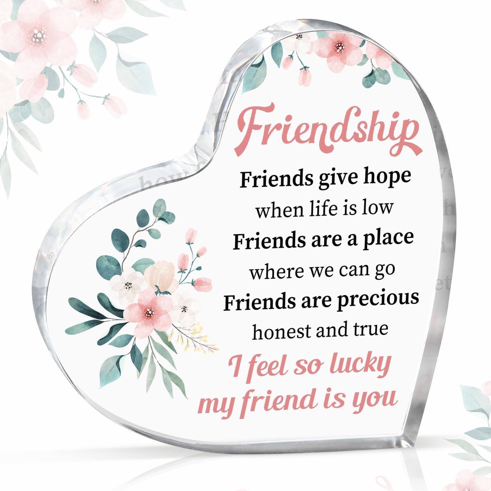 Acrylic Plaque Keepsake - Friendship & Birthday Gifts for Women - Beautiful Desk Decor for BFF, Sister, Colleague