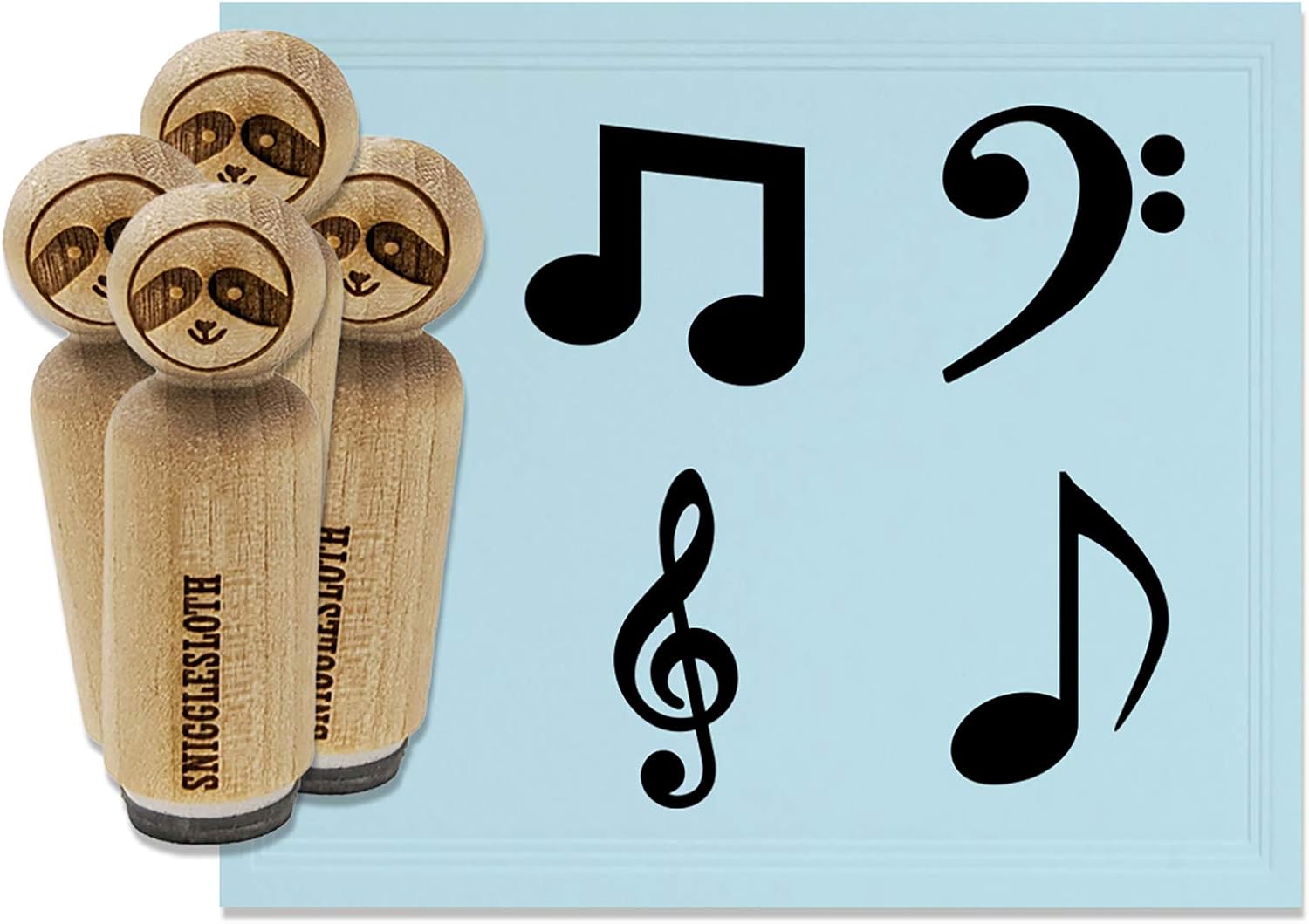Music Musical Notes Treble Bass Clef Eighth Symbols Rubber Stamp Set for Stamping Crafting Planners - 1-1/4 Inch Large