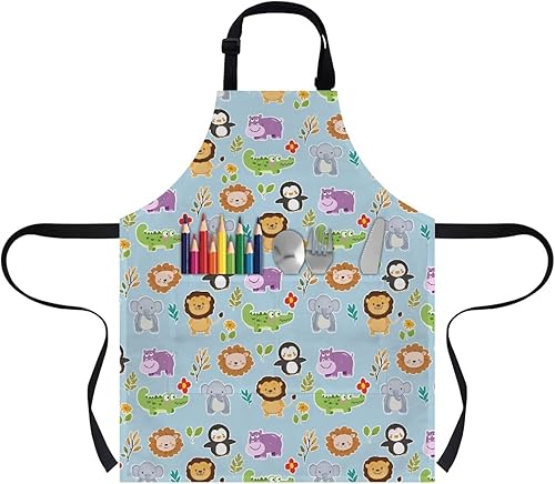 Miniatura 2 de Delantales para niños y niñas, delantales de pintura con bolsillo, delantales de cocina de 3 a 8 años