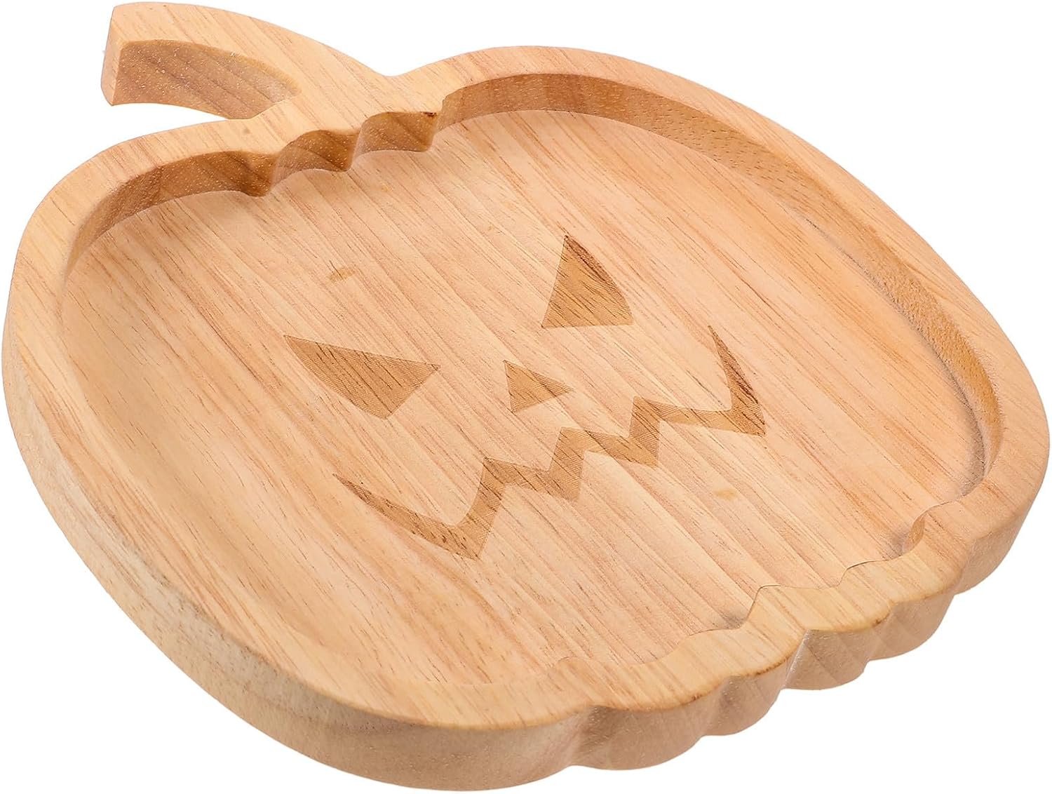 SHOWERORO Halloween Pumpkin Shaped Wooden Serving Plate with Smooth Surface Multi-purpose Snack Storage and Kitchen Decoration Khaki Fall Platter for Seasonal Entertaining