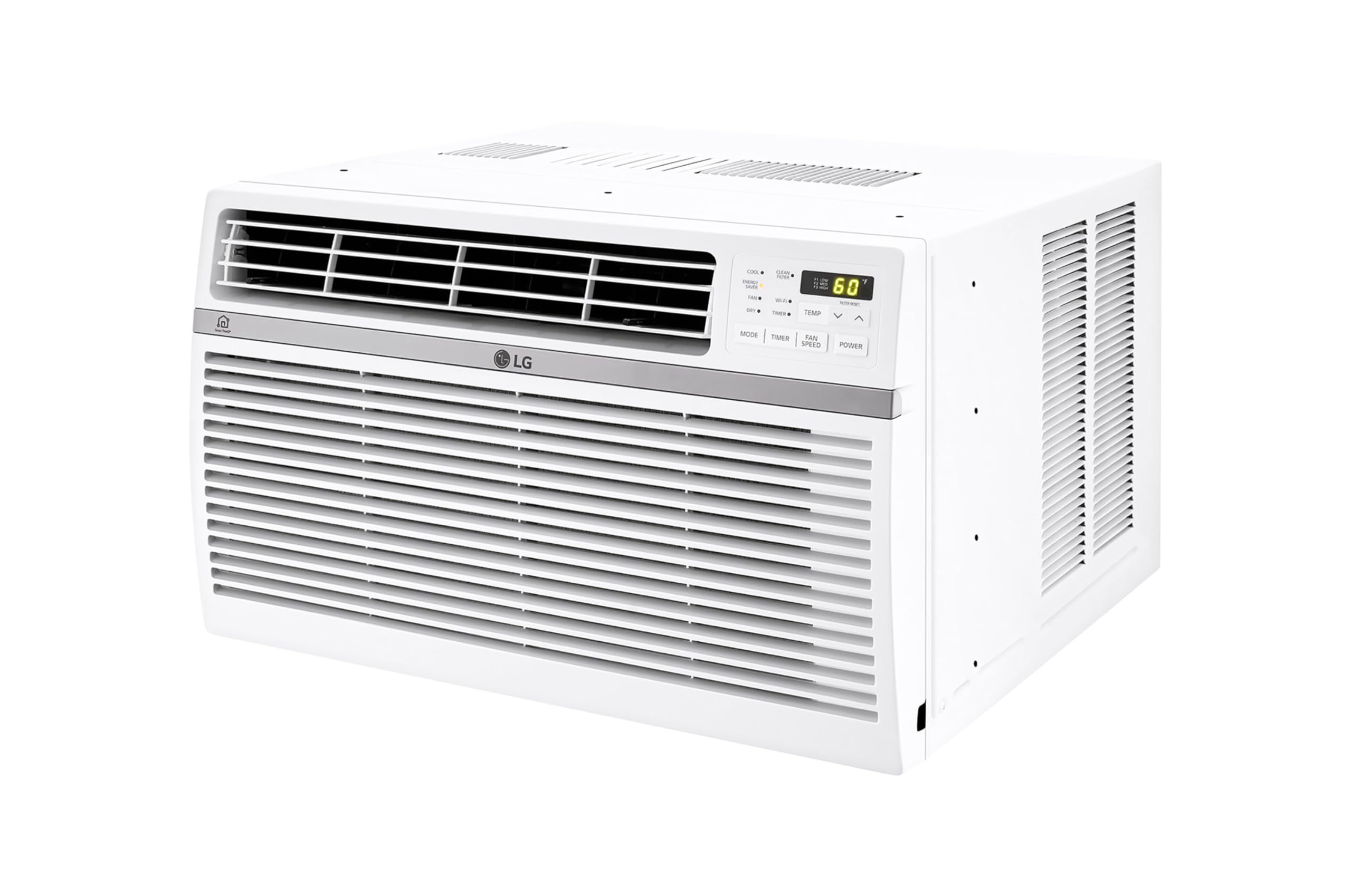 LG 18,000 BTU Smart Window Air Conditioner, 230/208V, Cools Room up to 1000 Sq. Ft. for Bedrooms, Living Room, Apartments, with Remote, 3 Fan Speeds, 24-Hour Timer, White