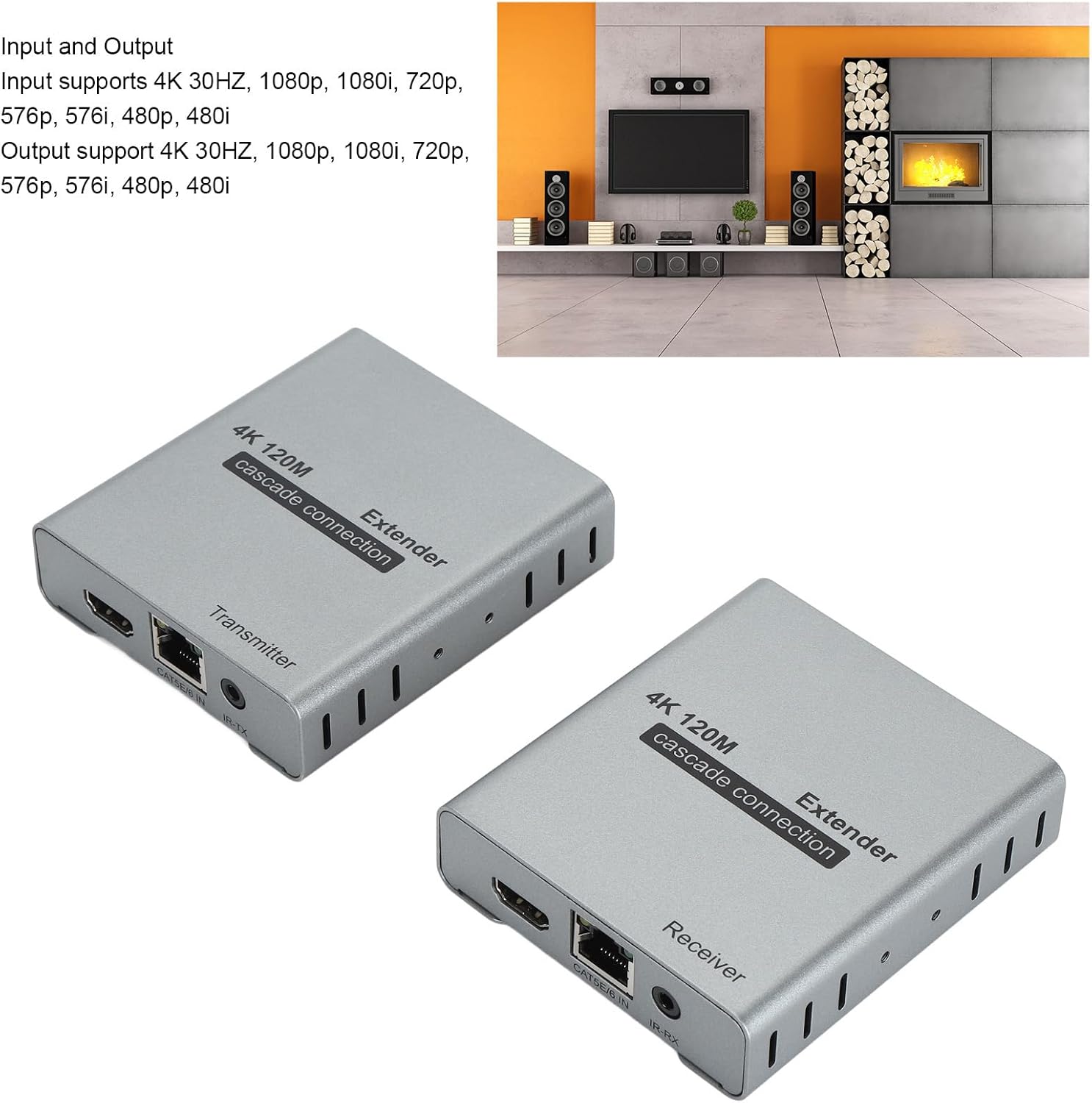 4K HDMI Extender, 120m Over Ethernet Extender Balun Cat5e /6 Ethernet up to 4K 60Hz 60 m / 1080P 120m, IR Control, Near Zero Latency (US Plug), Depisutarm51nbafei-13