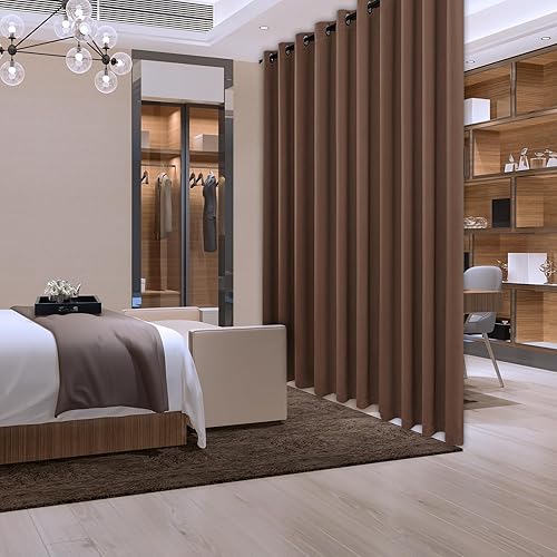 Lofus Cortinas divisoras de habitación para división de habitación, opacas, cortina de color sólido con ojales (1 panel, 52 x 95 pulgadas, marrón)