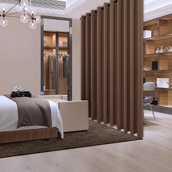 Lofus Room Divider Curtains for Room Partition, Blackout, Solid Color Grommet Curtain1 Panels, 52 x 95 Inch, Brown