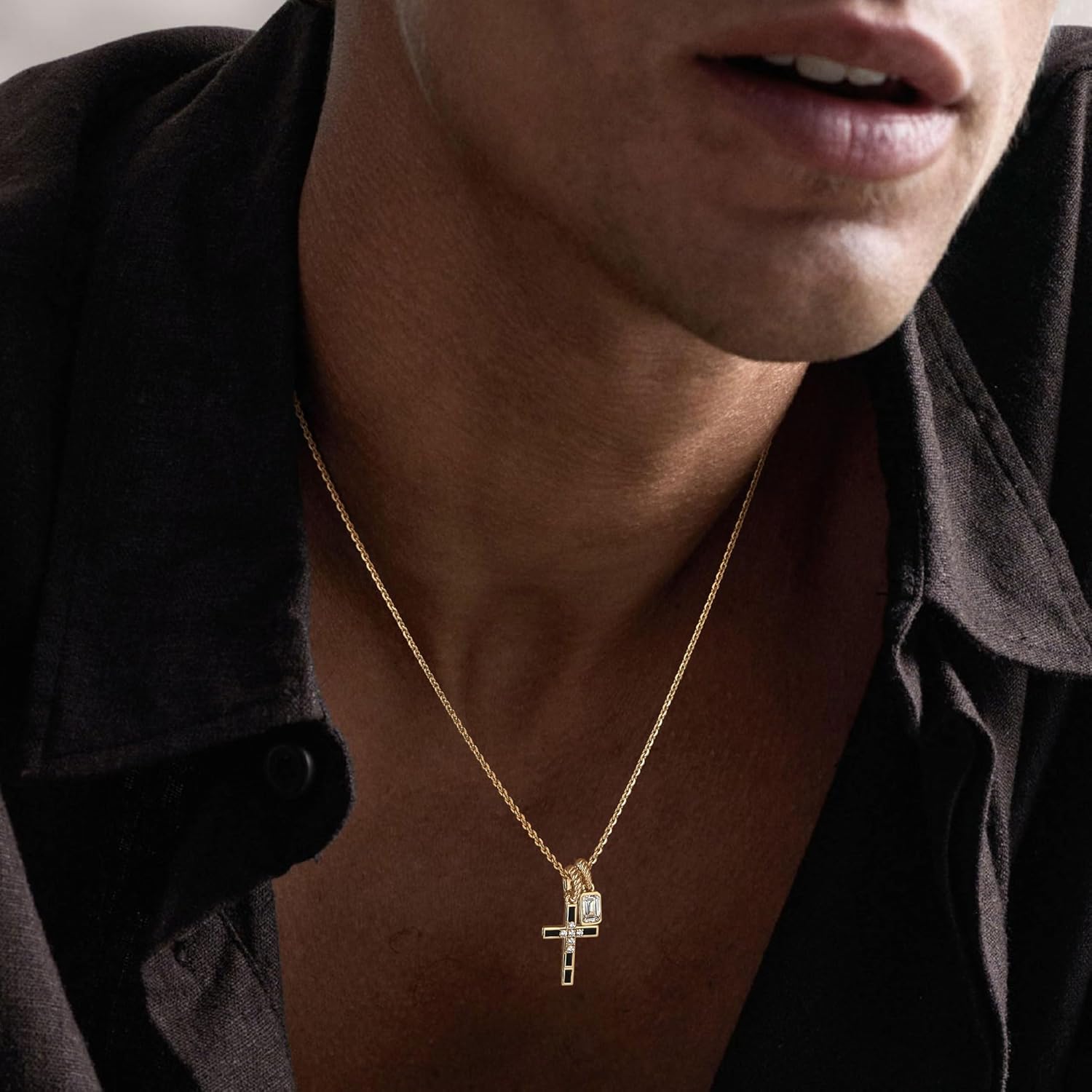 Fettero Gold Cross Necklace for Women Teen Girls - Double Pendant Necklaces 14K Gold Plated Removable Cross Necklace Dainty Simple Gold Necklace for Women Trendy Faith Gold Jewelry Gifts - Image 6