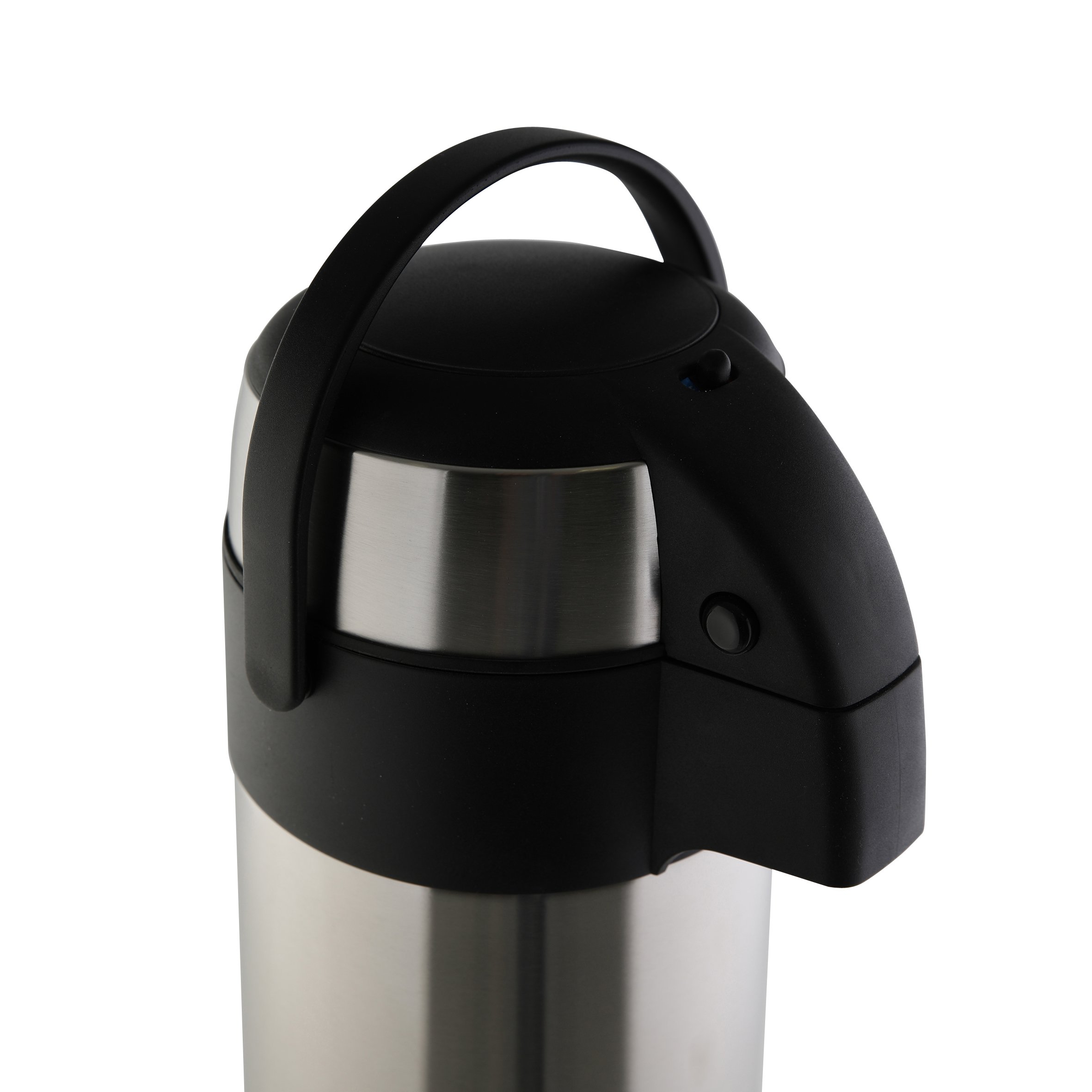 Axentia Caraffa Termica brocca con meccanismo a Pompa in Acciaio Inox a Doppia Parete Bevande Calde e Fredde, capacità: 5 l, Nero/Argento
