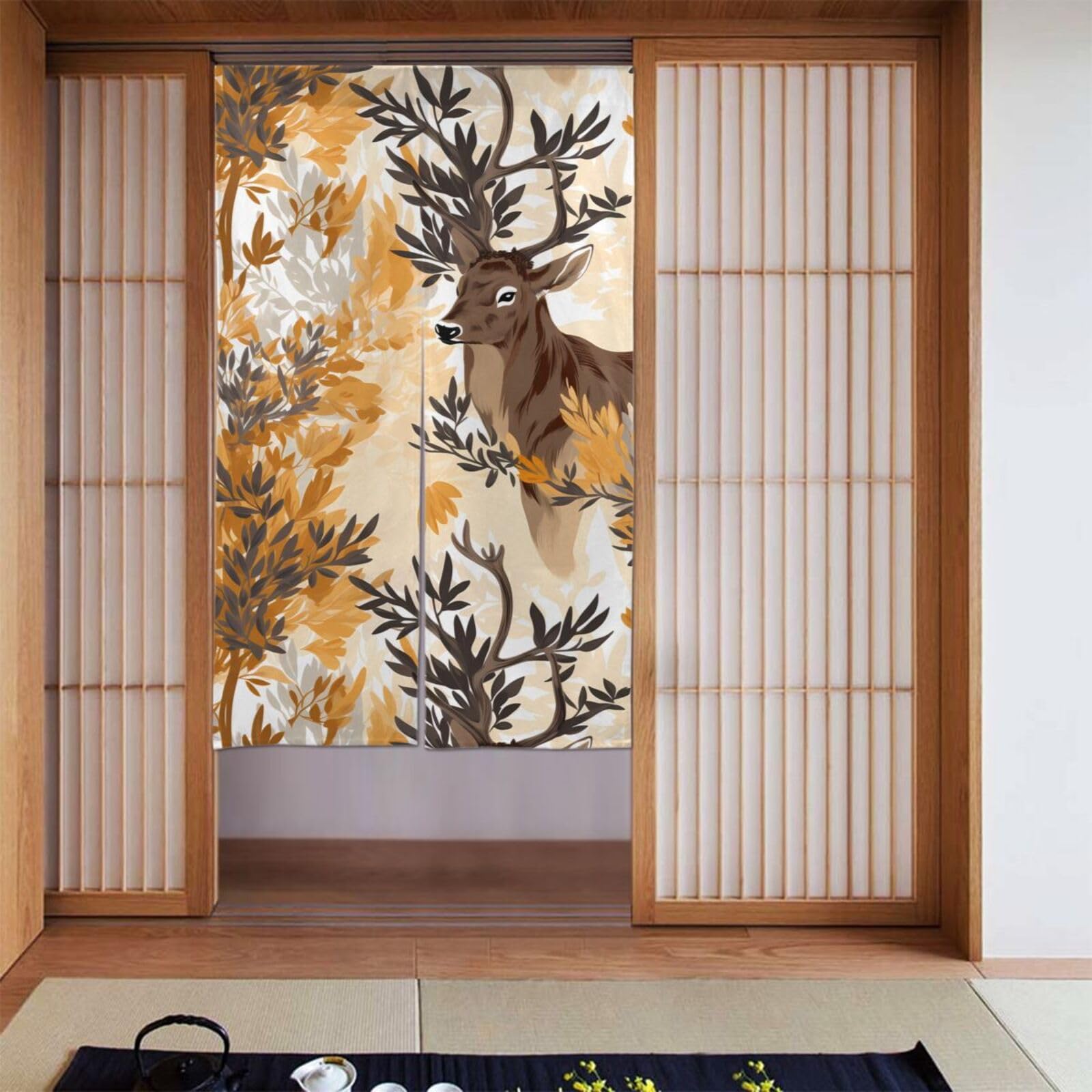 Rideau occultant cerf sauvage rideaux chambre 142x86 cm