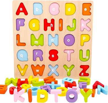 Alphabet Puzzle, WOOD CITY ABC Letter Puzzles for Toddlers1 2 3 Years Old, Educational Learning Toys for Toddlers, Alphabet Toys with Puzzle Board & Letter Blocks, Best Gifts for Girls and Boys...