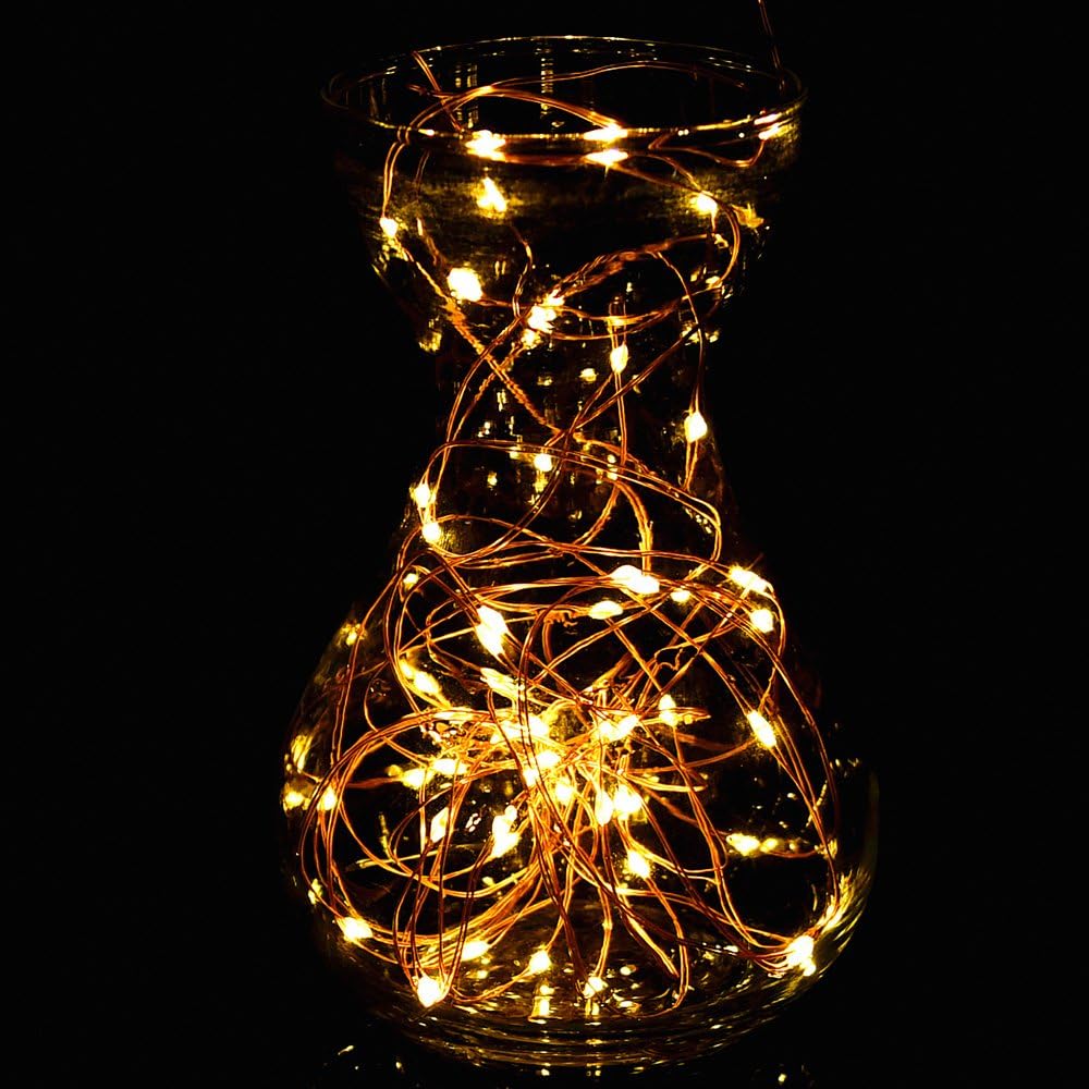 Solar String Lights 100 LEDs Outdoor Solar Powered LED String Lights Waterproof Copper Wire Lights for Christmas Garden (Warm White)