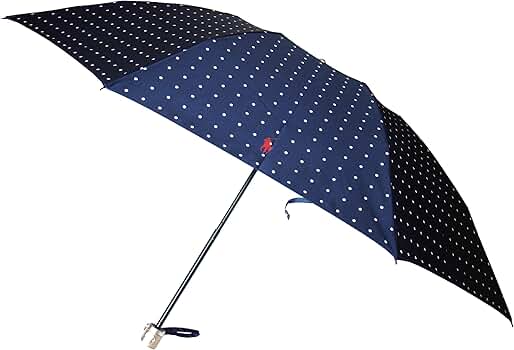 新品同　ラルフローレン　雨晴兼用　雨傘　日傘　ネイビー×白ドット×赤パイピング 新品同 ラルフローレン 雨晴兼用 雨傘 日傘 ネイビー×白ドット