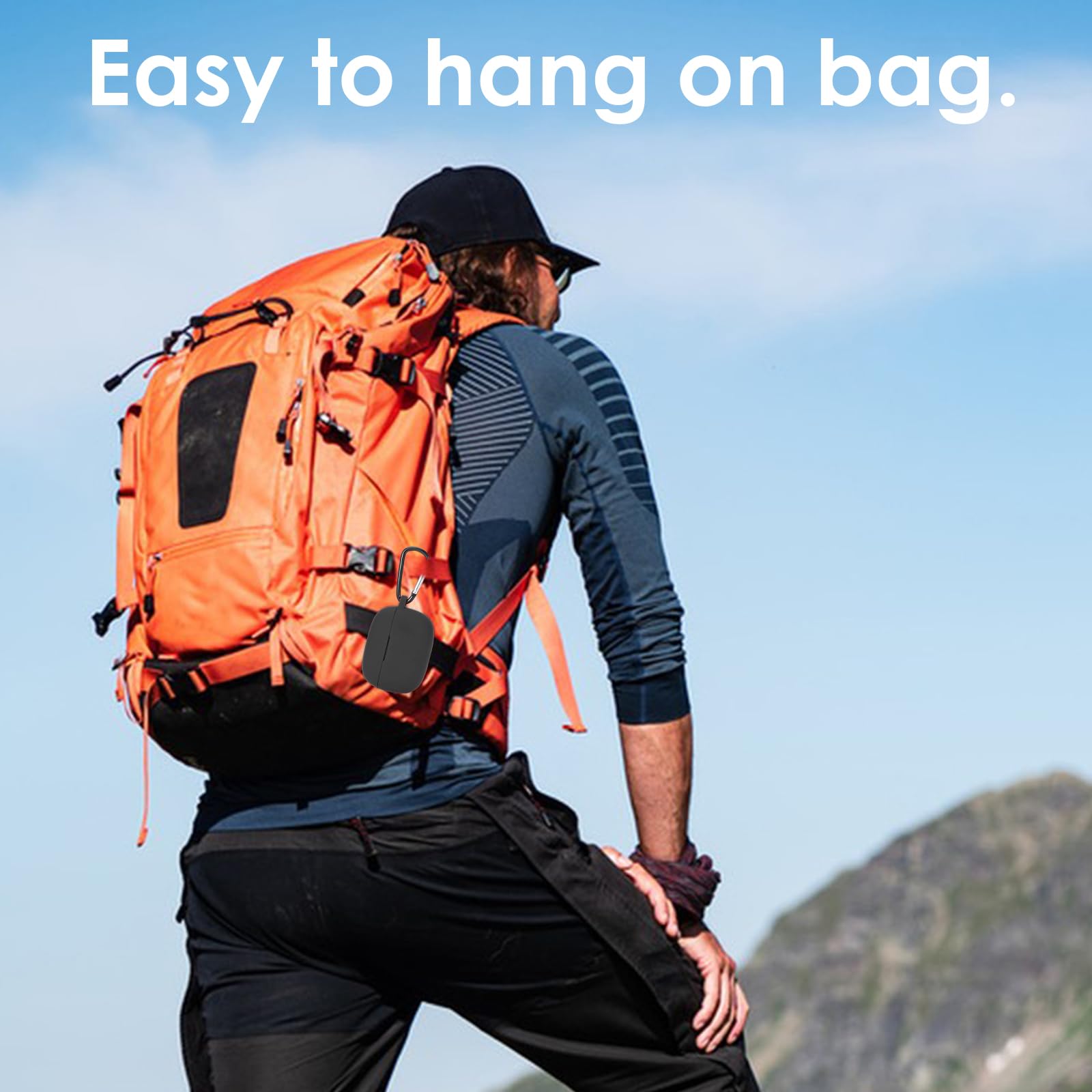 Silicone Case for JBL Vibe Beam 2025/Vibe Beam 2023/Vibe 200TWS True Wireless Headphones, Premium Shockproof Case Cover with Carabiner Compatible with JBL Vibe Beam/Vibe 200TWS.(Black)