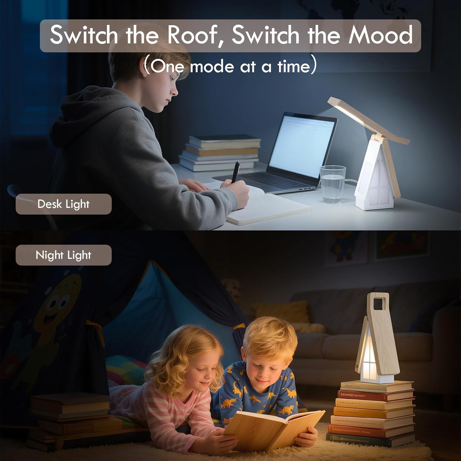 OOWOKS Lampada da tavolo a LED senza fili con braccio pieghevole e comando touch, ricaricabile lampada da comodino a LED con batteria da 2200 mAh, luce da lettura e luce notturna 2 in 1