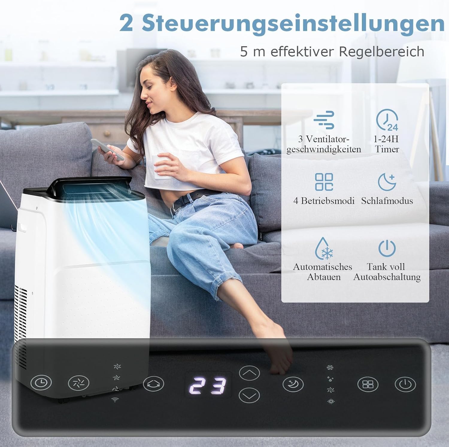 RELAX4LIFE Mobile Klimaanlage 14000BTU, Klimagerät mit Abluftschlauch