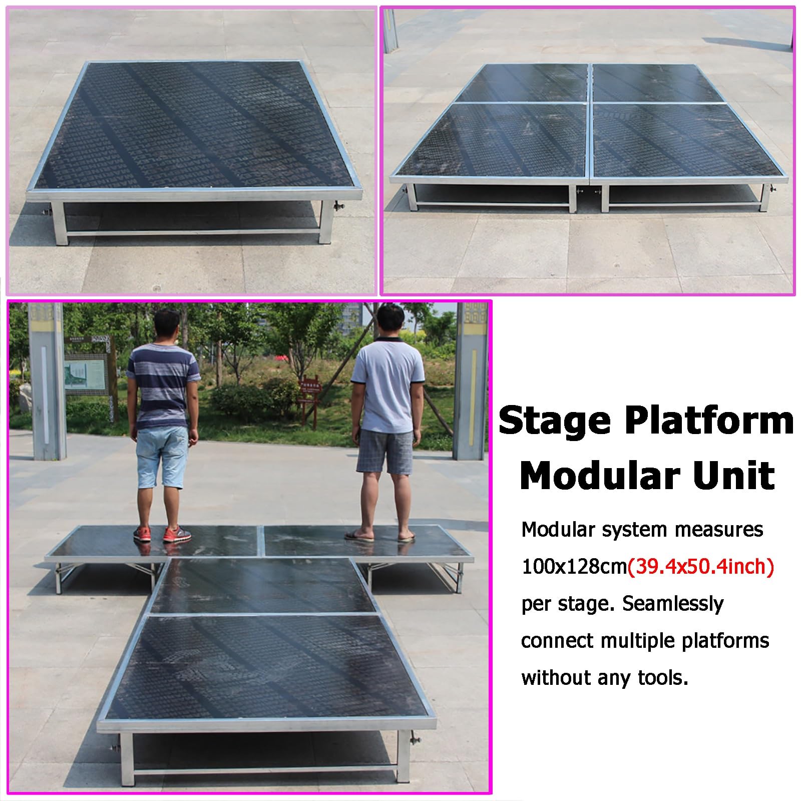 Palco Modulare Unità modulare versatile con piattaforma da palco portatile, fotocamera pieghevole per concerti di band, ricevimenti di nozze, piattaforma(H 30cm/11.8in)