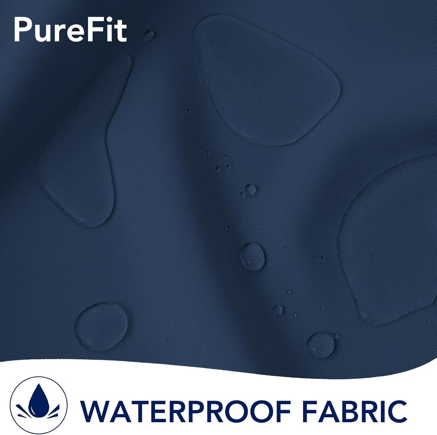 PureFit Outdoor Curtains for Detachable Sticky Tab Top Patio Waterproof/Weatherproof, UV and Fade Resistant Outside Curtains for Gazebo, Porch, Pergola, Privacy Curtain, 110 x 84 inch, 2 Panels, Navy