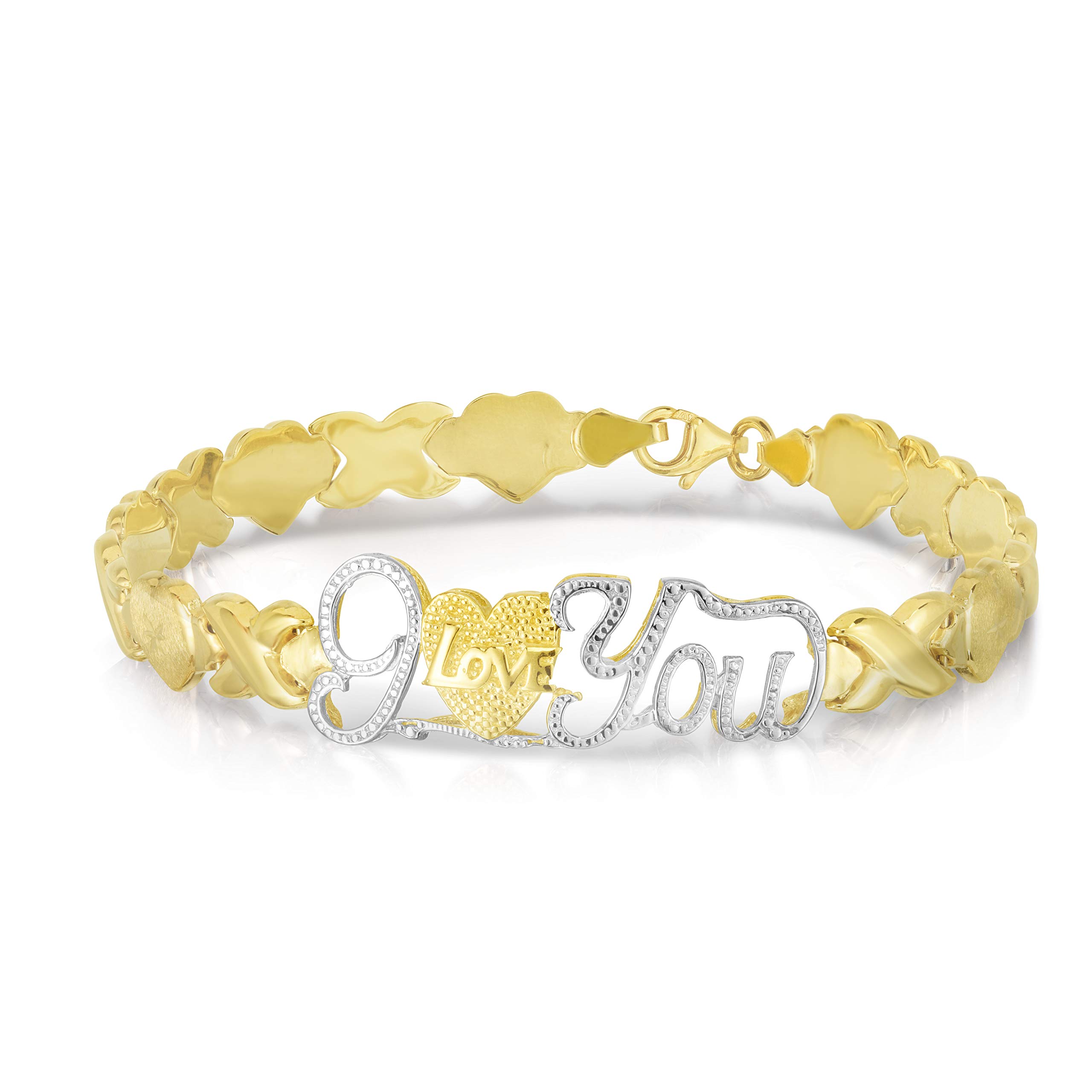 Amazon.com: Floreo 10k Yellow Gold XOXO and Heart Hugs and Kisses 