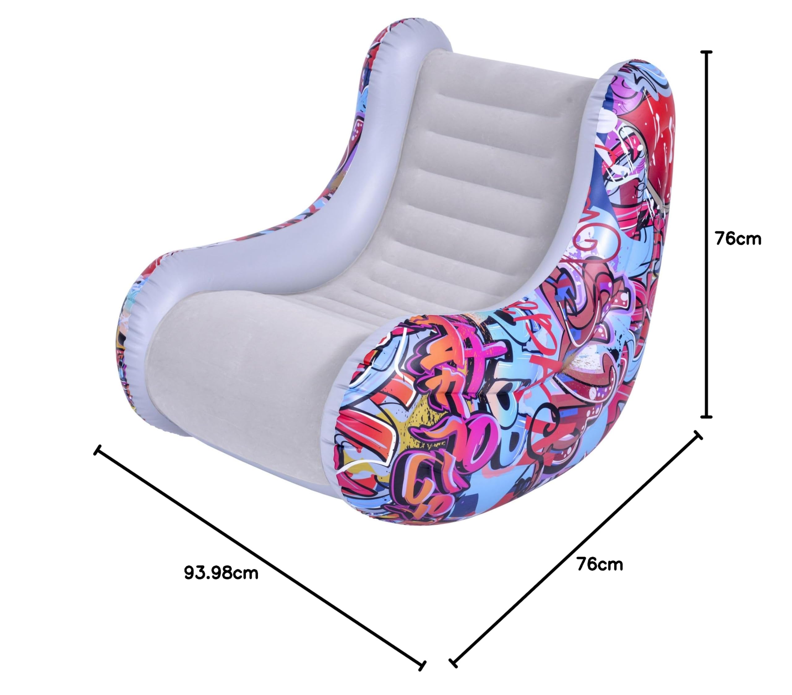 AVENLI Poltrona Gonfiabile Floccata Con Sgabello - PVC Impermeabile, Grigio/Nero, Per Interni/Esterni, Portabevande - Foto 5