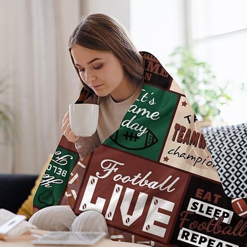 Miniatura 6 de Firiseroh Manta de regalo de fútbol americano para niños, manta de fútbol americano, regalo del equipo de fútbol, manta acogedora de felpa para la
