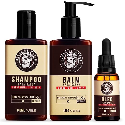 Kit para Barba Shampoo Balm e Óleo Ice Forest - Barba de Macho