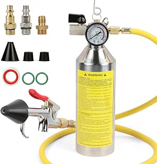 MR CARTOOL AC Flush Kit, Auto Air Conditioner System Flush Kit R134A R12 R22 R404 R410A Home HVAC Flushing Tool with 3.5FT Rubber Hose, 220PSI Gauge and Air Fittings