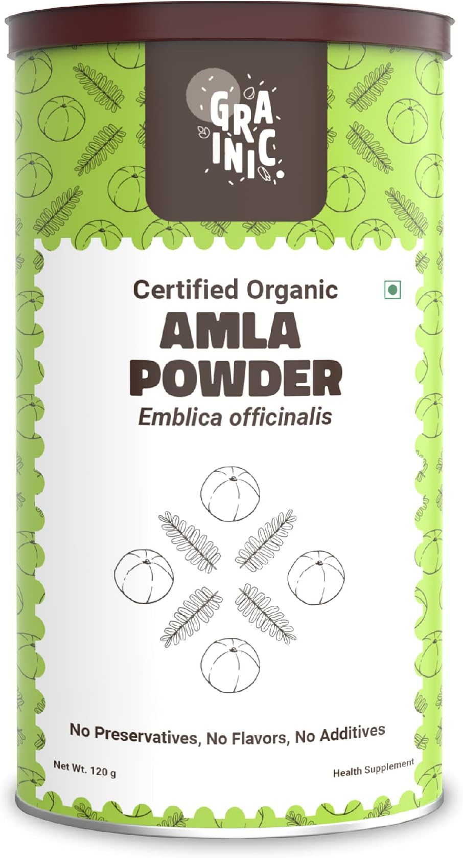 GRAINIC 100% Organic Amla Powder (Amalaki), 120 gm (Pack of 1)