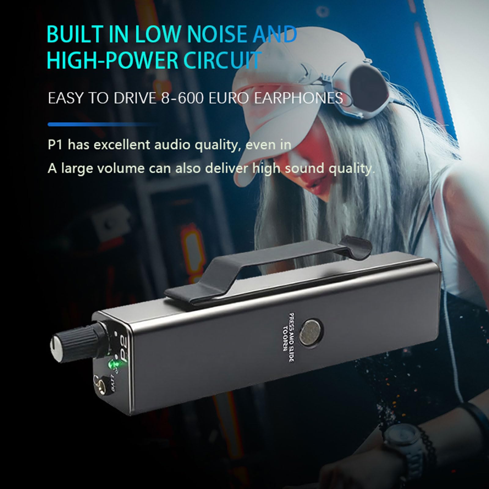 Amplificatore stereo in metallo per cuffie universalmente, amplificatore in-ear per viaggi e uso domestico, amplificatore portatile per cuffie con audio ad alta fedeltà