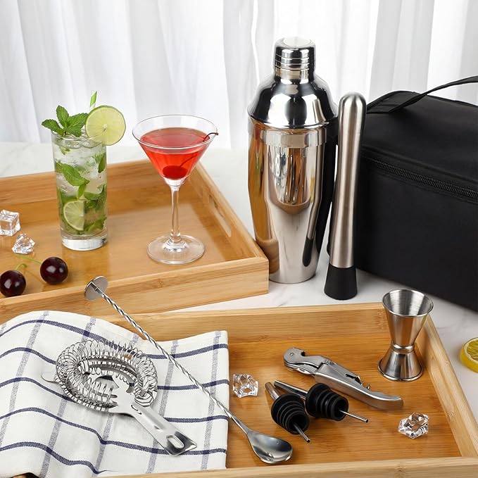 Kit de Bartender de Viaje 9 Piezas con Coctelera 25 oz, Bolsa miniatura 2