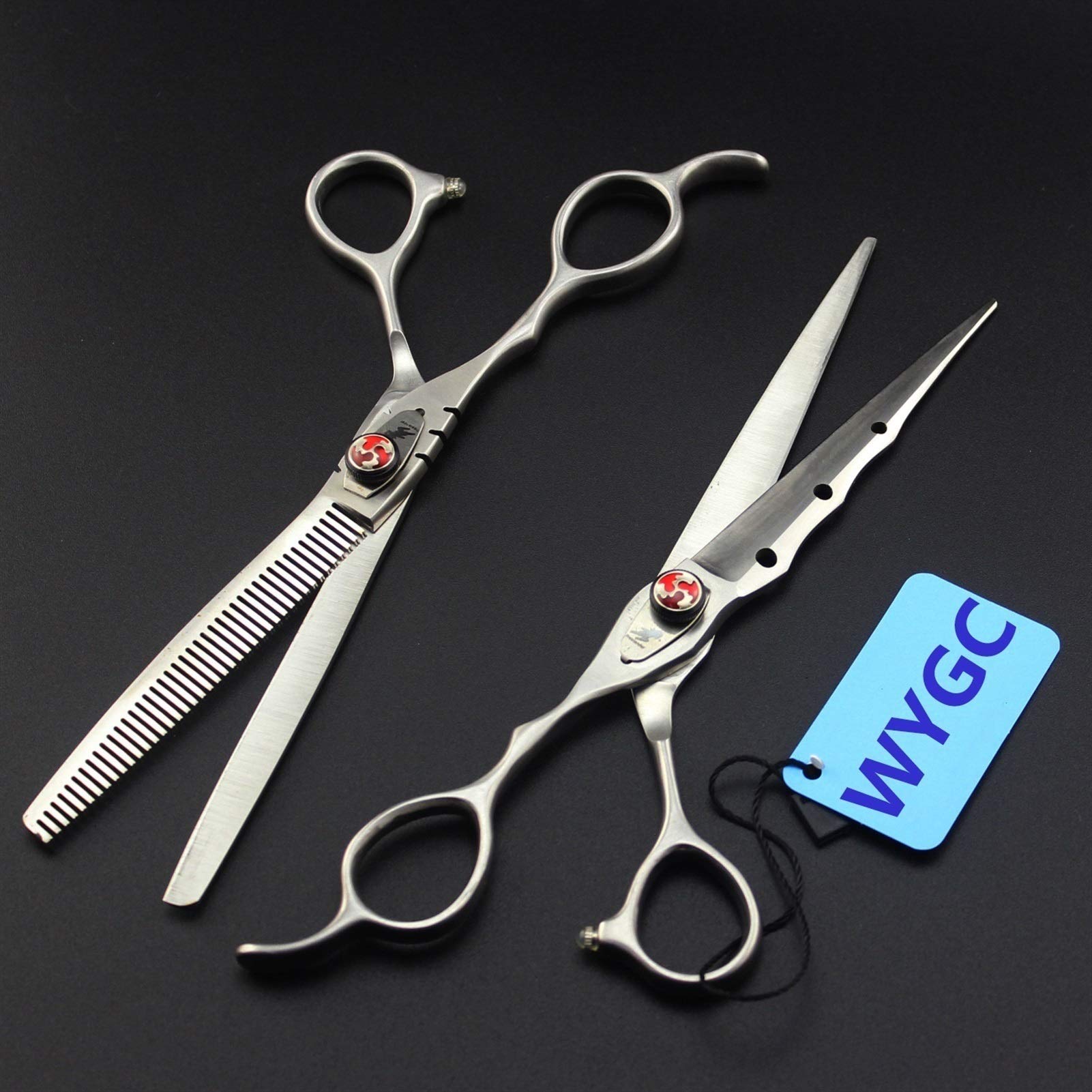 WYGC Scissors Ciseaux Coiffure Professionnel, Ensemble De Ciseaux De Coupe De Cheveux pour Hommes Femmes Enfants Salon Barbiers Utilisation à Domicile-7.0 Pouces