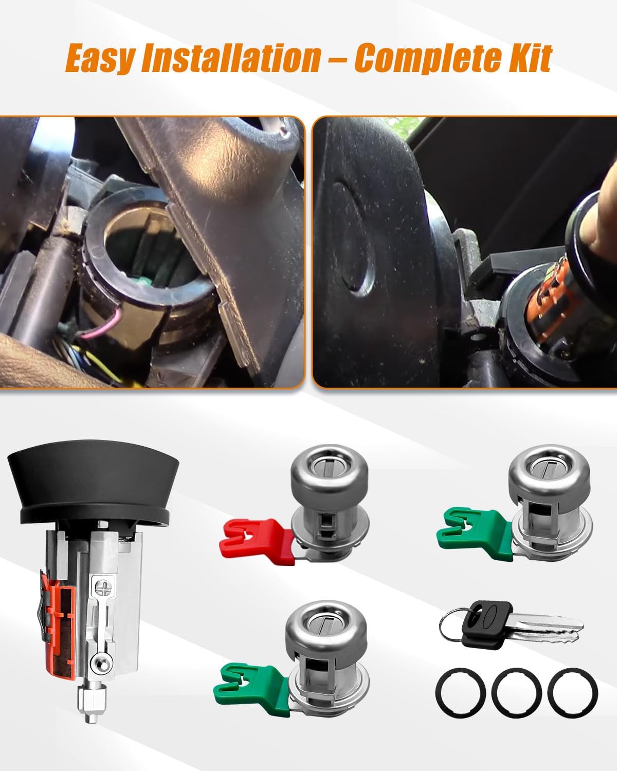 Door Lock Cylinder and Ignition Switch Cylinder Fit for Ford Explorer Sport Trac 2001-2004 F150 1997-2003 F250 F350 1998-2004 Replace LC6177 DL5885 322347 597638, No Chip