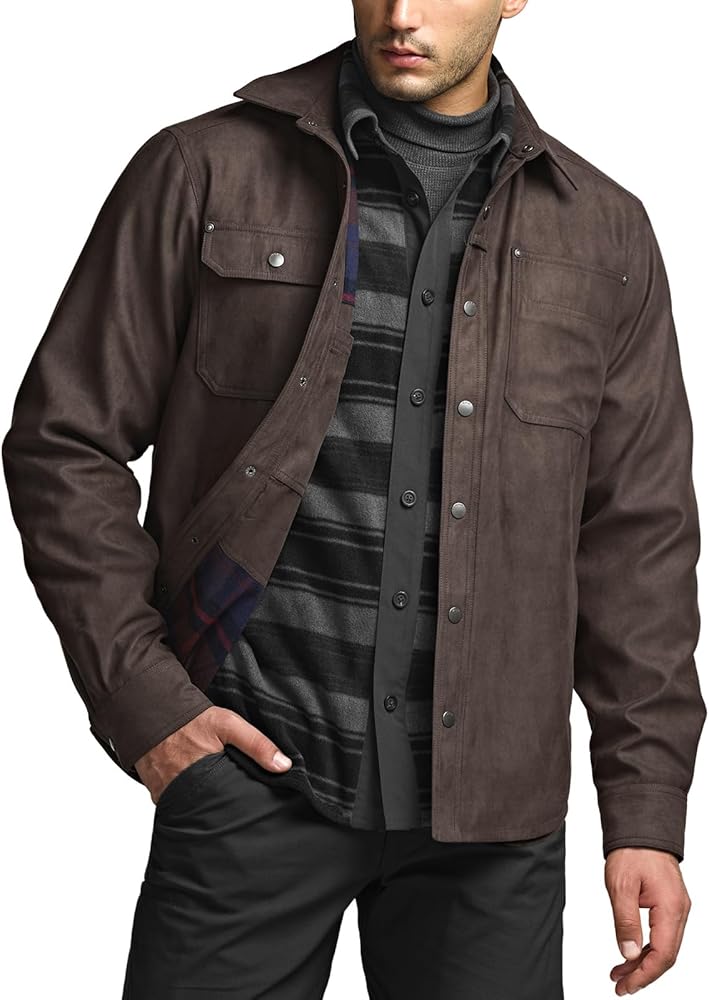 Amazon.co.jp: [CQR] シャツジャケット メンズ 厚手 裏ボア フード付き