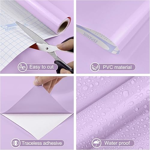 Vista 10 de Amiya Papel adhesivo azul brillante brillante autoadhesivo para encimeras, muebles, armarios, impermeable, extraíble, fácil de aplicar, envoltura