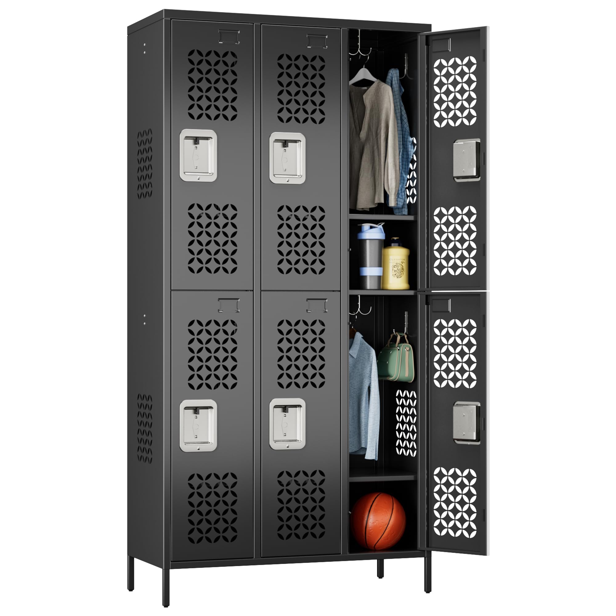 METAN Upgrade Metal Locker for School Office Gym Bedroom,6 Doors Steel Storage Locker Cabinet for Employees,Industrial Storage Locker with 1 Shelves,