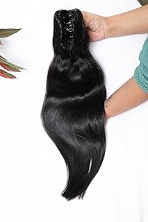 Extensions Company Natural Human Hair Ponytail Extension, Natural Black, 100% Human Hair, Straight Style, Medium to Full D...
