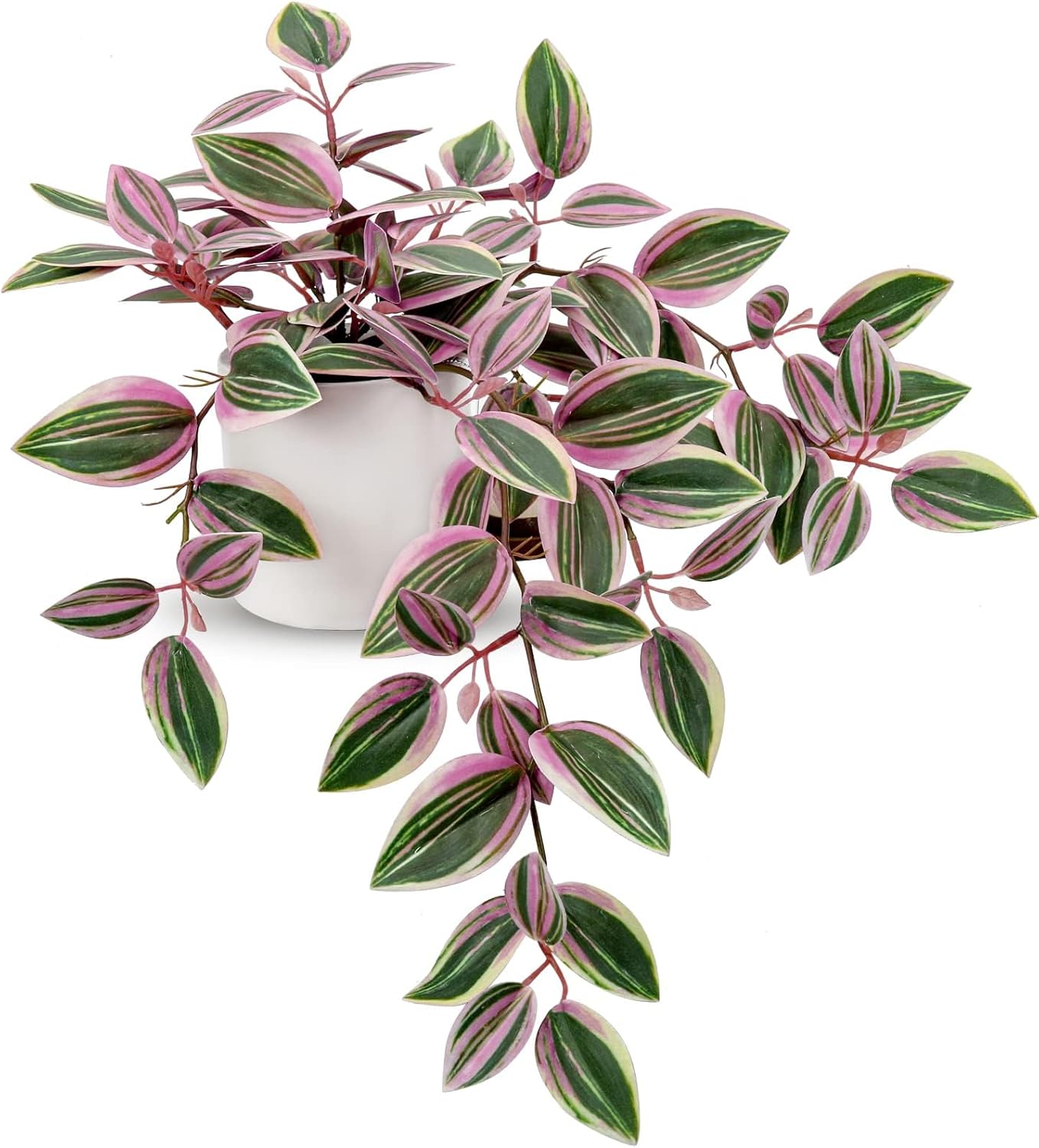 GnFlus Fake Hanging Plants in Ceramic Pot, 20 Inch Artificial Pink Ivy Leaves Plant Faux Greenery Vine Plants for Home Bedroom Office Table Shef Desk Indoor Outdoor Decor Pink