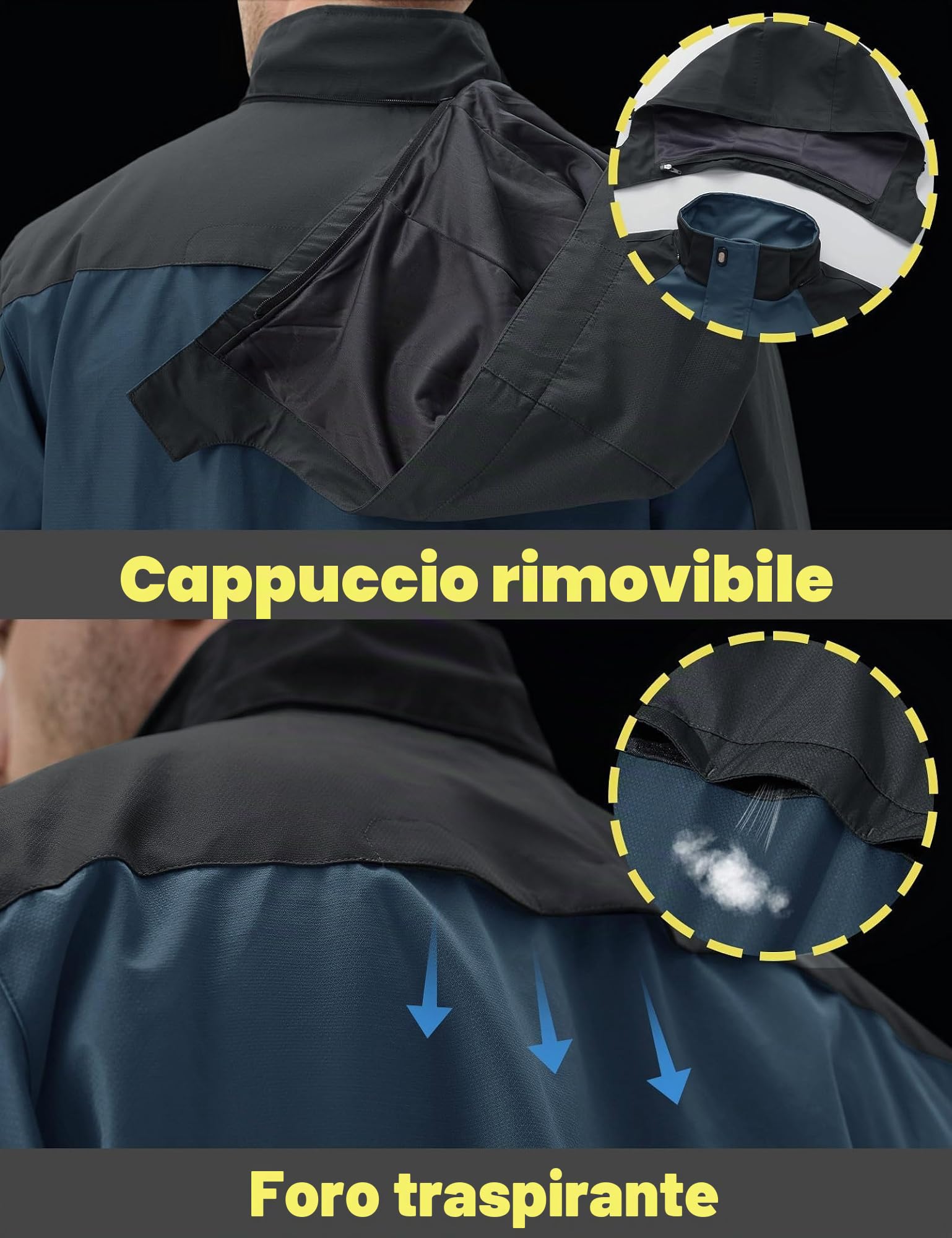 TACVASEN Giacca da Uomo di Transizione Jacket da Trekking Impermeabile Traspirante Outdoor