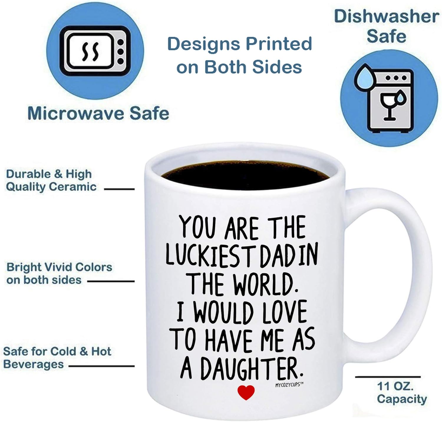 50% оƒƒ Dіѕсоunt MyCozyCups You Are The Luckiest Dad In The World 11 Ounce Novelty Coffee Mug - Funny Dad Mugs From Daughter TOP оƒƒERS MyCozyCups You Are The Luckiest Dad In The World 11 Ounce Novelty Coffee Mug - Funny Dad Mugs From Daughter