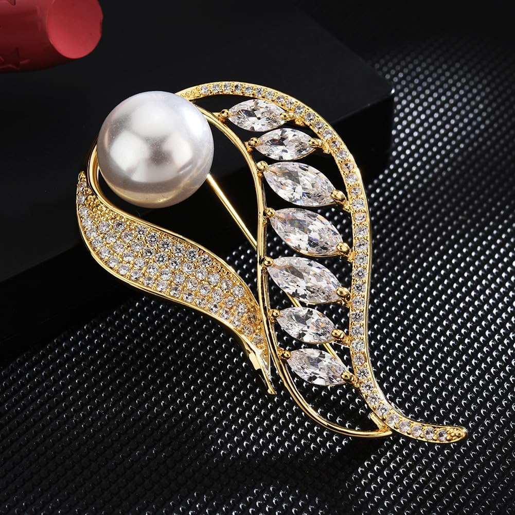 Pearl Brooch Broches Jewelry For Women Fashion Christmas Gifts Wife Mom Girlfriend, Anniversary Birthday Fine Jewelry Gifts for Her