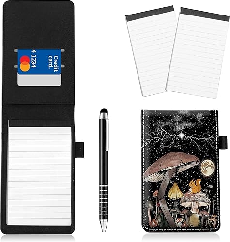 Miniatura 11 de Juego de 4 soportes para bloc de notas de tamaño de bolsillo, de piel sintética, mini bloc de notas con 2 bloc de notas pequeños y lápiz capacitivo
