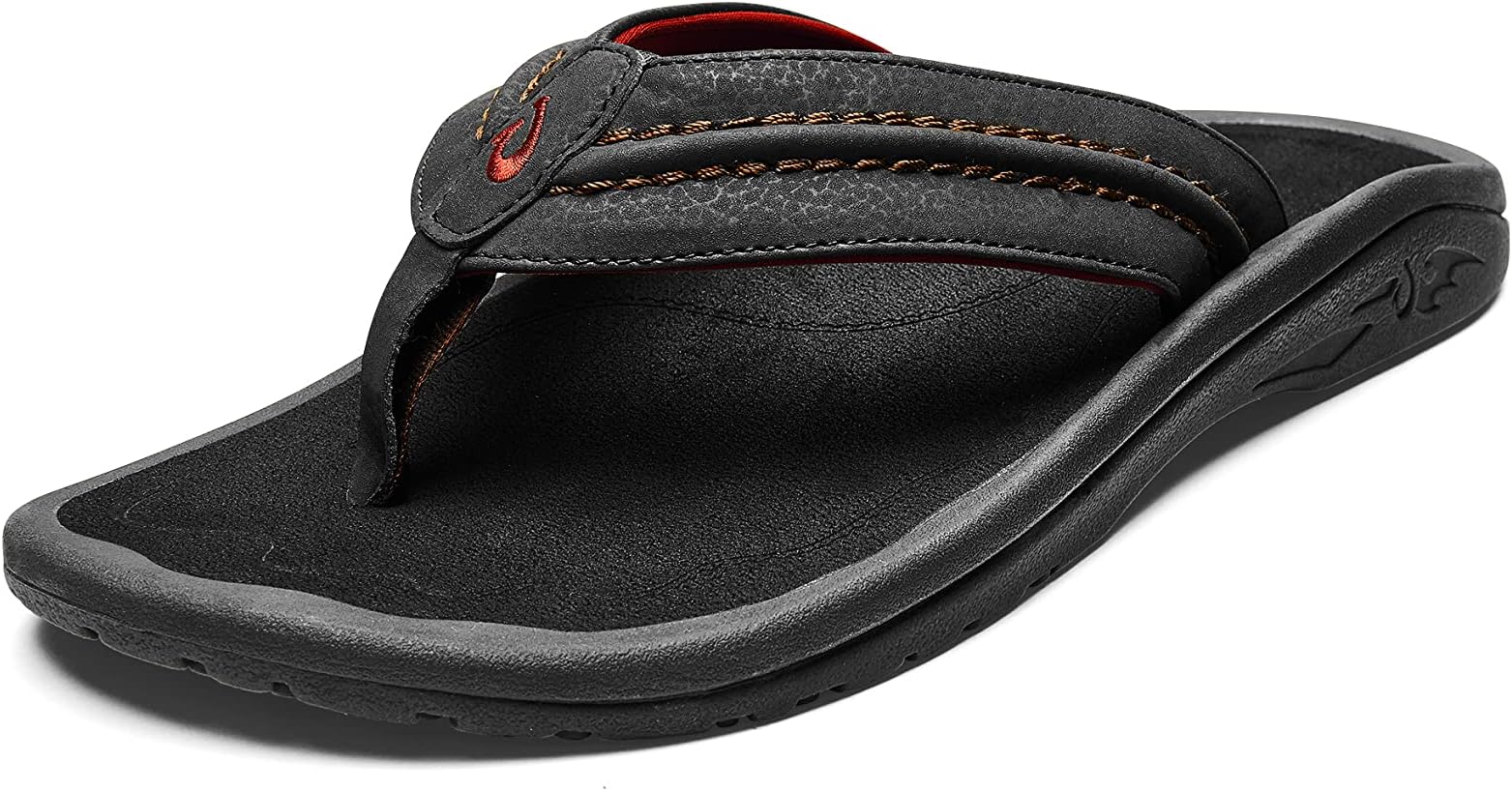 OLUKAI Hokua Men's Beach Sandals, Quick-Dry Flip-Flop Slides, Water Resistant & Wet Grip Rubber Soles, Compression Molded Footbed & Soft Comfort Fit