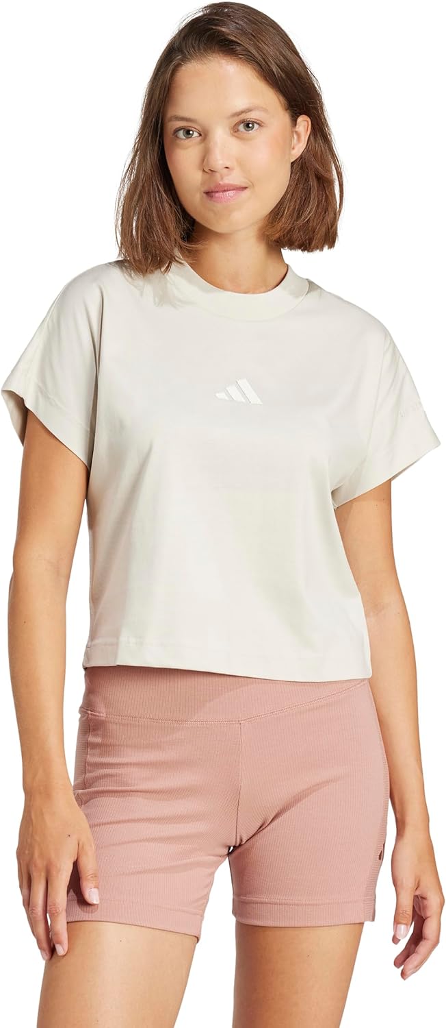 adidas Womens All Season Crew Neck Short Sleeve Casual Tops Casual - Black