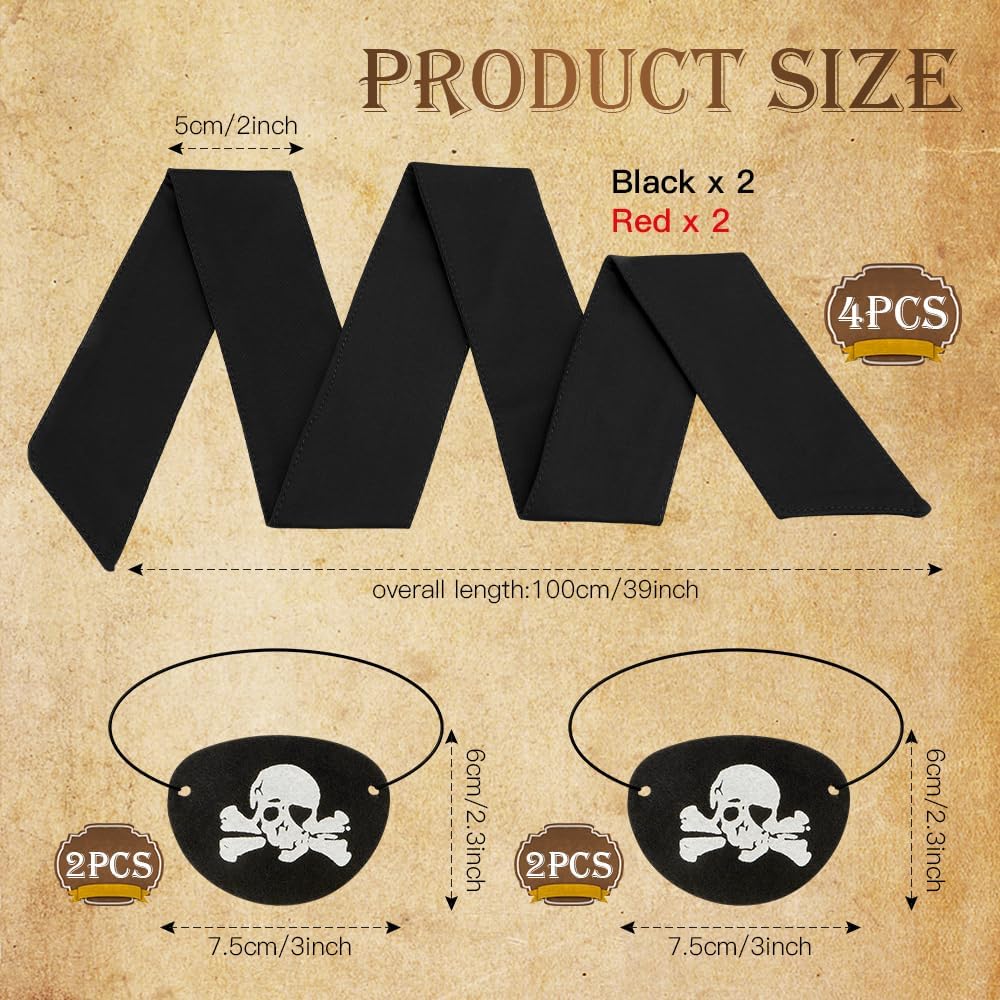8 Pcs Pirate Accessories For Men, Women & Family - Party & Cosplay Costume Accessories - Image 2