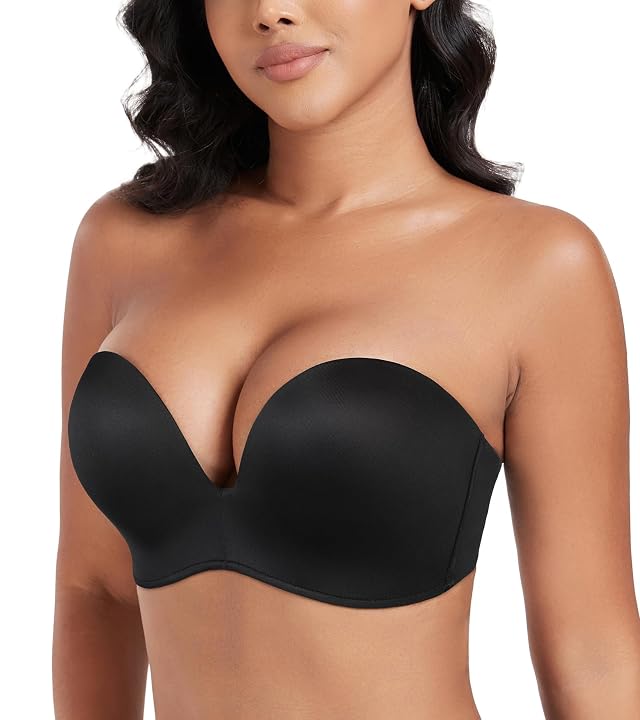 DotVol Women Hand Shape Custom Lift Invisible Wirefree Anti-Slip Strapless Push Up Bra