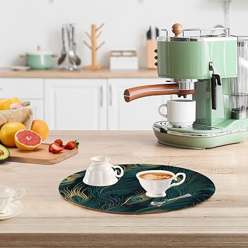 Miniatura 6 de 3 piezas de salvamanteles de alto calor, hermosas plumas de pavo real azul y verde para ollas y sartenes calientes de 15 pulgadas, tejido de hilo de