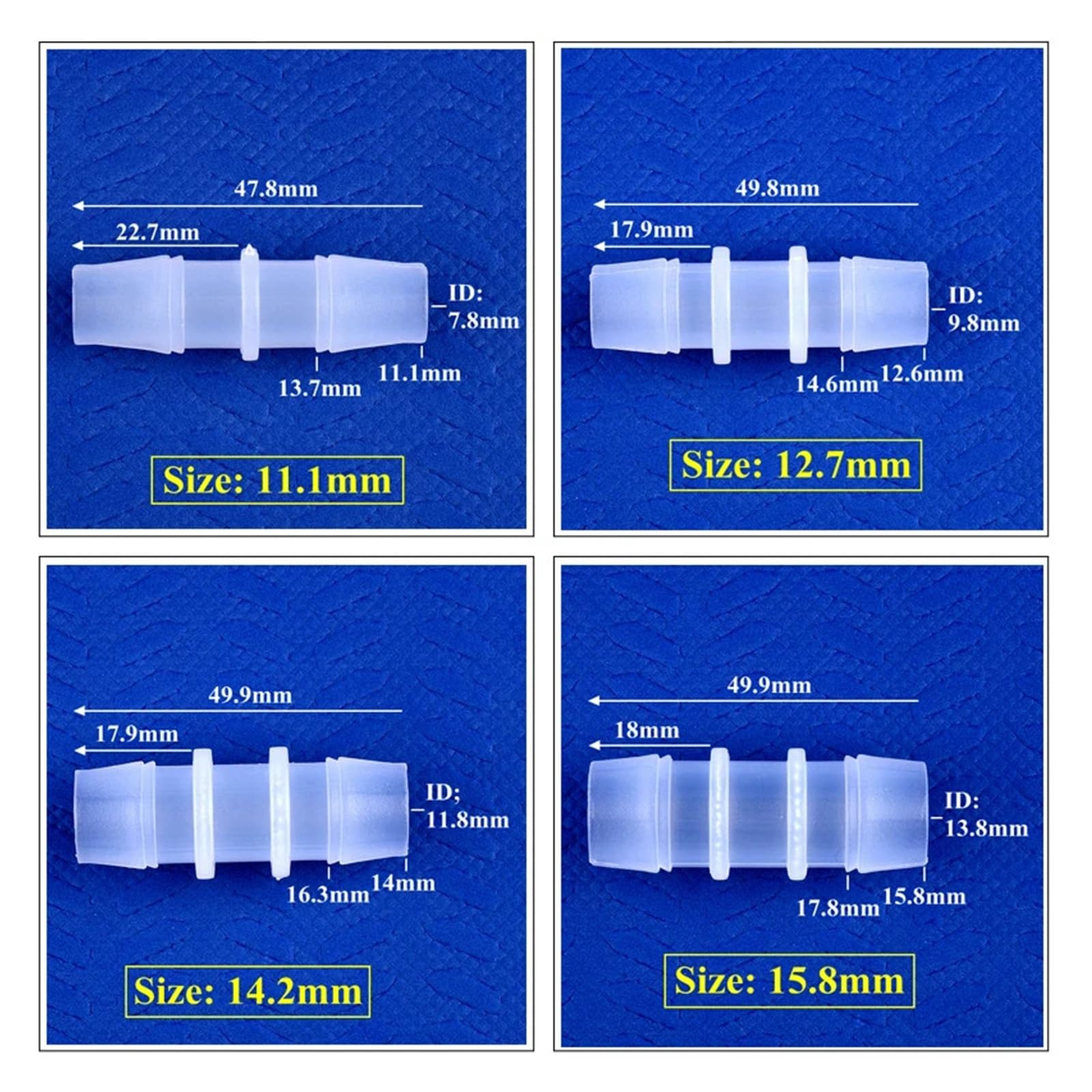 Connecteurs directs en plastique PP de 1,6 à 15,8 mm pour aquarium, pompe à air, aérateur, tuyau, pagode, raccords de tuyaux d'eau, 5 à 200 pièces (9,5 x 9,5 mm, 200 pièces)